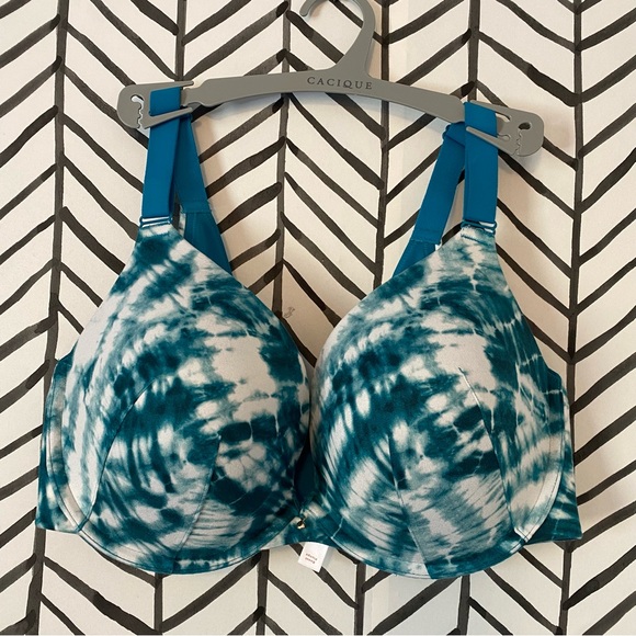 Cacique Other - Cacique Teal Tie Dye 38DDD Boost Plunge Bra